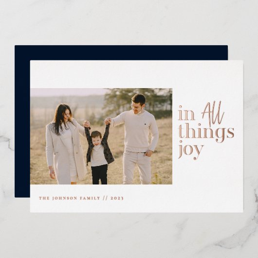 Carte De Vœux En Aluminium En toutes choses Joy Photo (Recto/Verso)