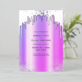 Carte De Vœux En Aluminium Enregistrer La Date Purple Parties scintillant Dri (Debout devant)