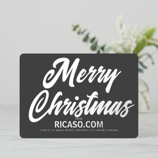 Carte De Vœux En Aluminium Entreprise Joyeuse Typographie de Noël (Debout devant)