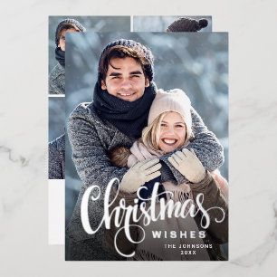 Carte De Vœux En Aluminium Étincelle Joyeux Noël 5 PHOTO Salutation Argent