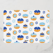 Carte De Vœux En Aluminium Étoiles Hanoukka amusantes & Jelly Donut Patterned (Verso)
