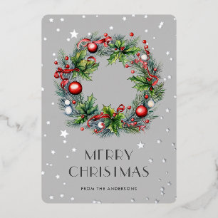 Carte De Vœux En Aluminium Étoiles ornementales de la couronne de Noël