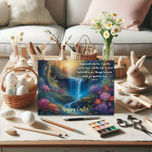 Carte De Vœux En Aluminium Évangile de Jean Résurrection Verse Bois Pâques