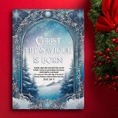 Carte De Vœux En Aluminium Évangile de Luke Winter Wonderland Bleu Noël