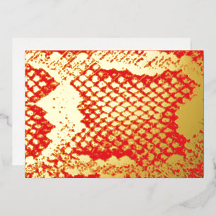 Carte De Vœux En Aluminium Exotic gras peau de serpent texture motif or rouge