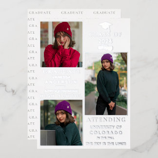 Carte De Vœux En Aluminium Faire-part de graduation HS de la filière argent b