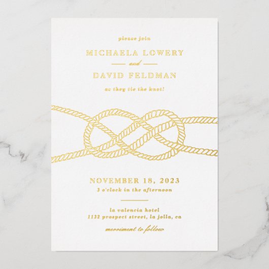 Carte De Vœux En Aluminium Faire-part de mariage nautique de noeud illustrée (Recto)