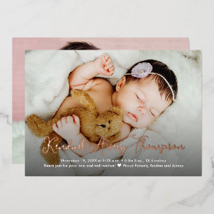 Carte De Vœux En Aluminium Faire-part de naissance avec photo de bébé en véri