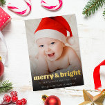 Carte De Vœux En Aluminium Faire-part de naissance photo de Noël pour bébé no<br><div class="desc">Annoncez votre dernière arrivée pour les vacances avec ce faire-part de naissance de noël amusant. Cette carte est dotée d'un élégant script de feuille d'or. Personnalisez-vous avec 1 photo sur le devant et 2 photos sur le dos avec toutes les informations sur l'état de naissance de votre bébé. Visitez ma...</div>
