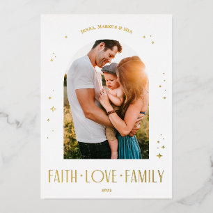 Carte De Vœux En Aluminium Faith Love Famille Arc Moderne Design de Noël