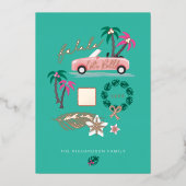 Carte De Vœux En Aluminium Fala de Noël Tropical Lets Roll Rose Convertible (Recto)