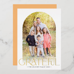 Carte De Vœux En Aluminium FAMILLE PHOTO arc minimal GRATEFUL or