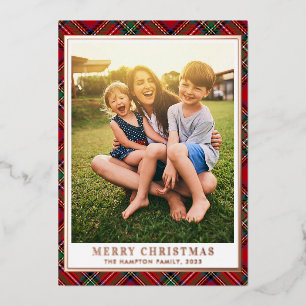 Carte De Vœux En Aluminium Famille Photo Plaid Stewart Tartan Silver