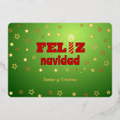 Carte De Vœux En Aluminium Feliz navidad chandelle étoiles salue Foil Card (Devant)