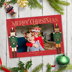 Carte De Vœux En Aluminium Festif Nutcrackers Cadre de Noël Photo Foil Hol