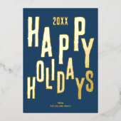 Carte De Vœux En Aluminium Festive bleu moderne Joyeux Noël (Recto)