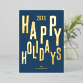 Carte De Vœux En Aluminium Festive bleu moderne Joyeux Noël (Debout devant)