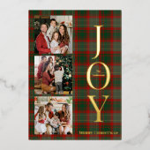 Carte De Vœux En Aluminium Festive Buffalo Plaid 3 Photos collage Noël (Recto)