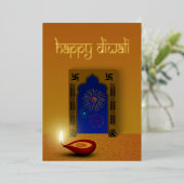 Carte De Vœux En Aluminium Festive joyeuse Diwali feux d'artifice (Debout devant)