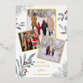 Carte De Vœux En Aluminium Festive Joyeux Noël Photo Collage (Recto)