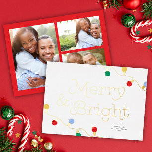 Carte De Vœux En Aluminium Festive moderne coloré lumières de Noël 3 Photos