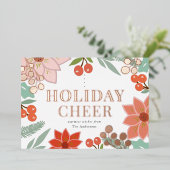 Carte De Vœux En Aluminium Festive Poinsettia Berry Crème Noël (Debout devant)