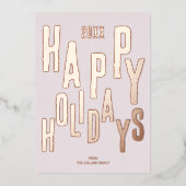 Carte De Vœux En Aluminium Festive rose moderne Joyeux Fêtes Noël (Recto)