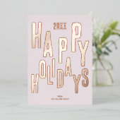 Carte De Vœux En Aluminium Festive rose moderne Joyeux Fêtes Noël (Debout devant)