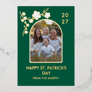 Carte De Vœux En Aluminium Fête de la Saint-Patrick Photo Élégante Simple Trè