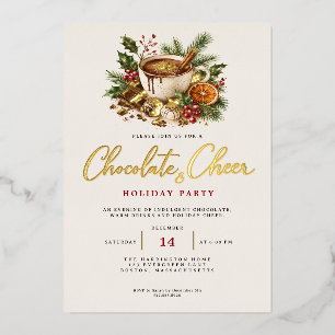 Carte De Vœux En Aluminium Fête de Noël au Chocolat Chaud et à la Joie 