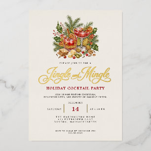 Carte De Vœux En Aluminium Fête de Noël Élégante Jingle et Mingle en Or