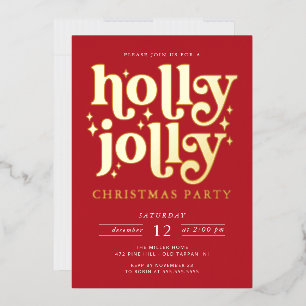 Carte De Vœux En Aluminium Fête de Noël Holly Jolly