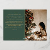 Carte De Vœux En Aluminium Fêtes Classiques Minimalistes Photo et Lettre Vert (Verso)