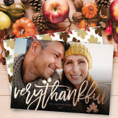 Carte De Vœux En Aluminium Feuilles d'automne de Thanksgiving Brossé Script P