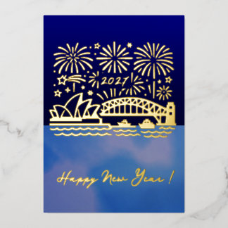 Carte De Vœux En Aluminium Feux d'artifice du Nouvel An à Sydney 2027 Austral