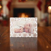 Carte De Vœux En Aluminium First Christmas Snowflake Frame Rose Gold 