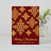 Carte De Vœux En Aluminium Flammes De Neige Décorées Sur Rouge (Debout devant)