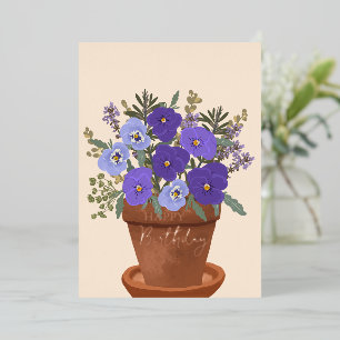 Carte De Vœux En Aluminium Fleur de naissance de février Violettes violettes