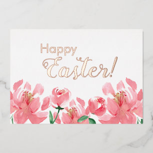 Carte De Vœux En Aluminium Fleur de Pâques personnalisée en or rose