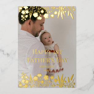 Carte De Vœux En Aluminium Fleur Sauvage Élégante Première Photo de la Fête d