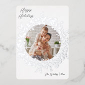 Carte De Vœux En Aluminium Fleur sauvage moderne Boho Wreath Photo Silver (Recto)