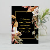 Carte De Vœux En Aluminium Fleurs de chute élégantes et Feuille Gold Script N (Debout devant)