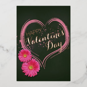 Carte De Vœux En Aluminium Fleurs de Coeur Rose Saint-Valentin