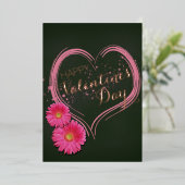 Carte De Vœux En Aluminium Fleurs de Coeur Rose Saint-Valentin (Debout devant)