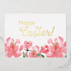 Carte De Vœux En Aluminium Fleurs de Pâques Personnalisées Florales Paeonies