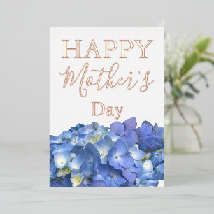 Carte De Vœux En Aluminium Fleurs d'hortensias bleus pour la fête des Mères  