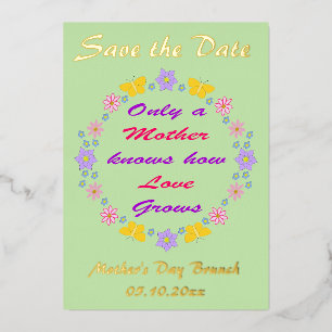 Carte De Vœux En Aluminium Fleurs et Papillons pour la Fête des Mères, Réserv