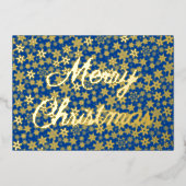 Carte De Vœux En Aluminium Flocon de neige élégant moderne Joyeux Noël bleu m (Recto)