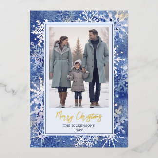 Carte De Vœux En Aluminium Flocons de neige à l'aquarelle Élégants