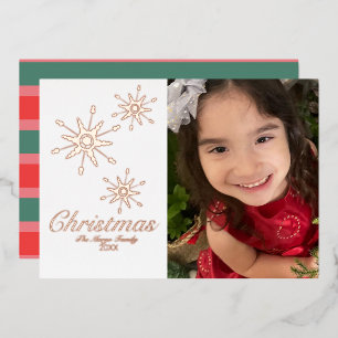 Carte De Vœux En Aluminium Flocons de neige dorés Joyeux Noël Photo Pressé